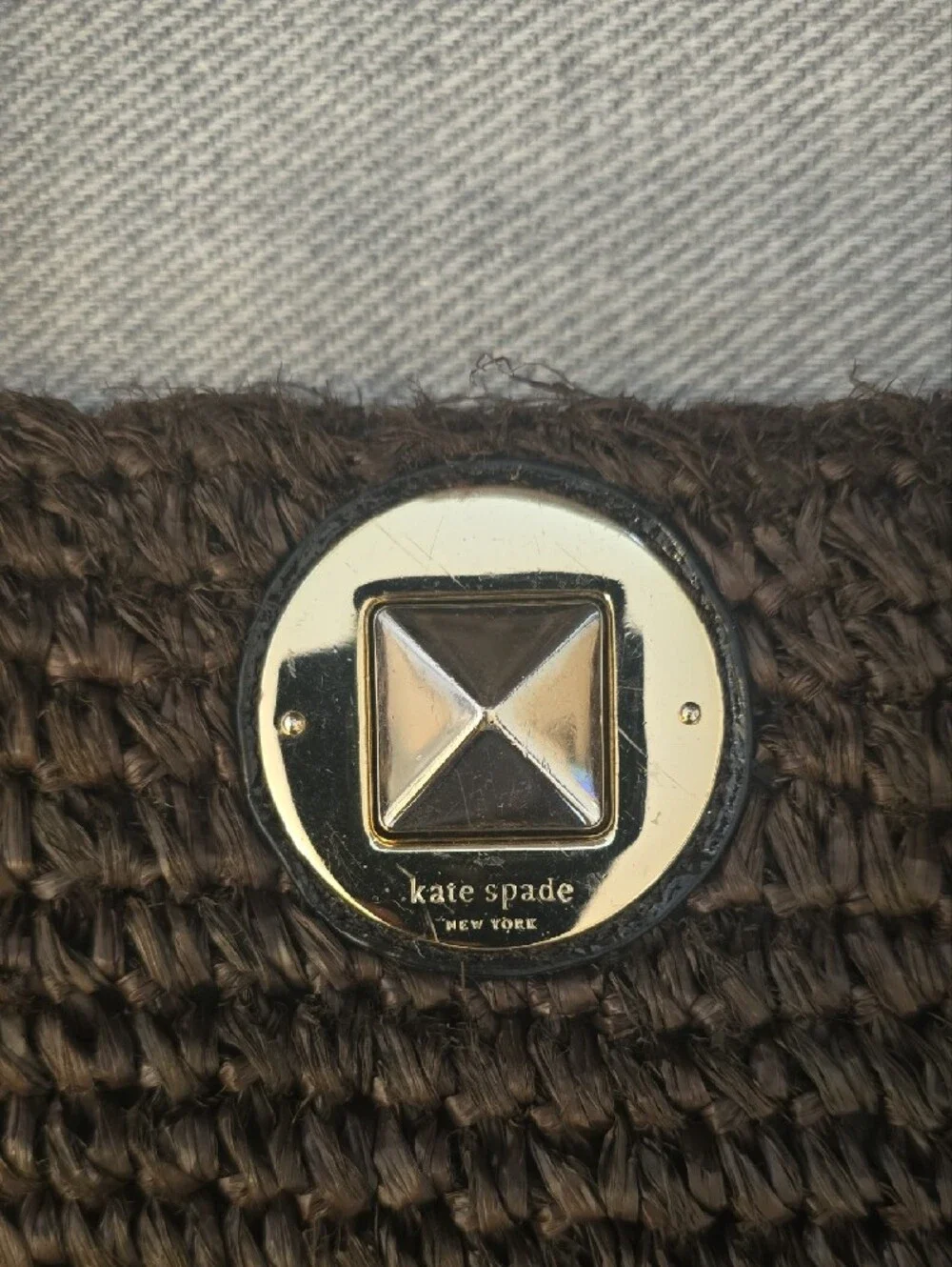 Kate Spade Vintage Rose Hall Monette Woven Straw Shoulder Bag, Dark Brown